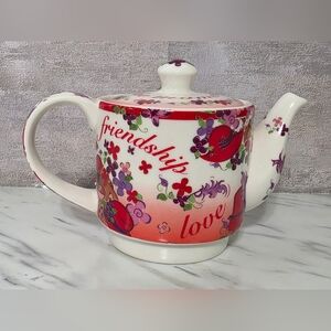 Floral Friendship Teapot - Red and White